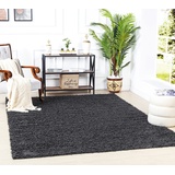 Surya Home Shaggy Berber Teppich - Flauschiger Teppich für Wohnzimmer, Esszimmer, Schlafzimmer, Langflor Hochflor Teppich flauschig - Teppich groß 120x170 cm, Wohnzimmerteppich in Dunkelgrau