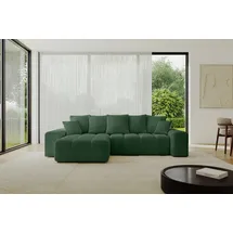 altdecor Ecksofa Cord mit Schlaffunktion 2-Sitzer Grün