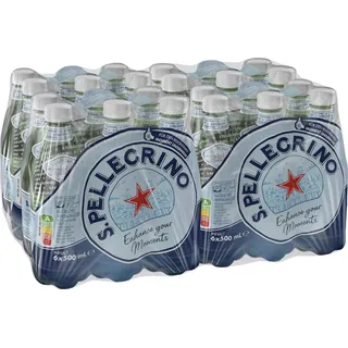 San Pellegrino Mineralwasser, Natürliches Sprudelwasser aus den Lombardischen Alpen, 24er Pack (à 4 x 6 x 500ml) PET Einweg-Flaschen