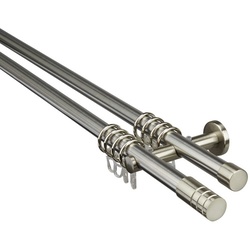 GARDINIA Gardinenstangen-Set »Zylinder«, Länge 1600 mm, Ø 20 mm, Metall - silberfarben