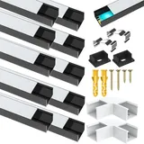 LED-Aluminiumprofil für Philips Hue LED-Lichtstreifen usw., 1 m, U-förmiger LED-Aluminiumkanal, schwarzer LED-Diffusor mit milchweißer Abdeckung für Innenbereich, Endkappen und