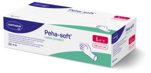 Peha-soft® Latex protect Untersuchungshandschuh, puderfrei, Unsteriler Einmalhandschuh aus weichem Naturkautschuklatex, 1 Packung = 100 Stück, Größe L