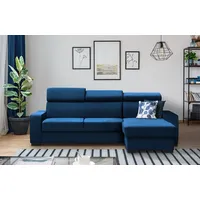 Beautysofa Ecksofa mit Schlaffunktion Fox II, mit verstellbaren Kopfstützen, 237 cm L-Form, mit universelle Ottomane blau