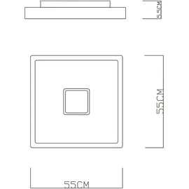 ETC Shop Tageslicht Deckenleuchte 1x LED 46 W quadratisch grau