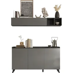 Wohnzimmer-Set INOSIGN "Tray", grau (bleigrau), Kastenmöbel-Sets, Sideboard, 4-teilig