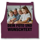Schürze - Erwachsene - Mit Foto I Eigenem Bild I Text I Name I Wunschtext - 85x69 - Aubergine - fotoschürze personalisierte kochschürze selbst drucken photo backschürze - 85x69