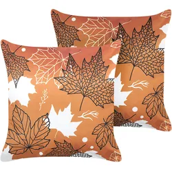 Dekokissen 2er Set POINSETTIA Samtstoff 45 x 45 cm Orange Pflanzenmuster