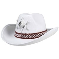 Cowboyhut Sheriff Kinder weiß Cowboy Cowgirl Hut Karneval Kostüm Verkleidung