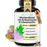 JAHRESVORRAT: 365 Mariendistel Artischocke Löwenzahn Kapseln - nur 1 Kapsel pro Tag - 250mg Mariendistel-Extrakt mit Silymarin + 200mg Artischocken-Extrakt mit Cynarin & 50mg Löwenzahn-Extrakt - vegan