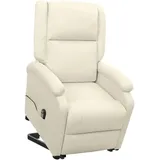 vidaXL Aufstehsessel, Elektrischer Sessel mit Aufstehhilfe, Relaxsessel mit Liegefunktion, Verstellbarer Fernsehsessel Liegesessel, Creme Stoff