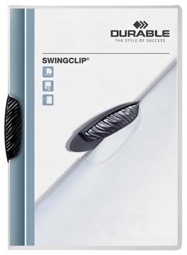 Durable Klemm-Mappe SWINGCLIP®, PP, 30 Blatt, schwarze Klemme, Mappe transparent