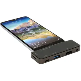 Exsys EX-1222HM 5in1 USB-C Mini Dock (USB-C, 5 Ports), Dockingstation + USB Hub, Grau