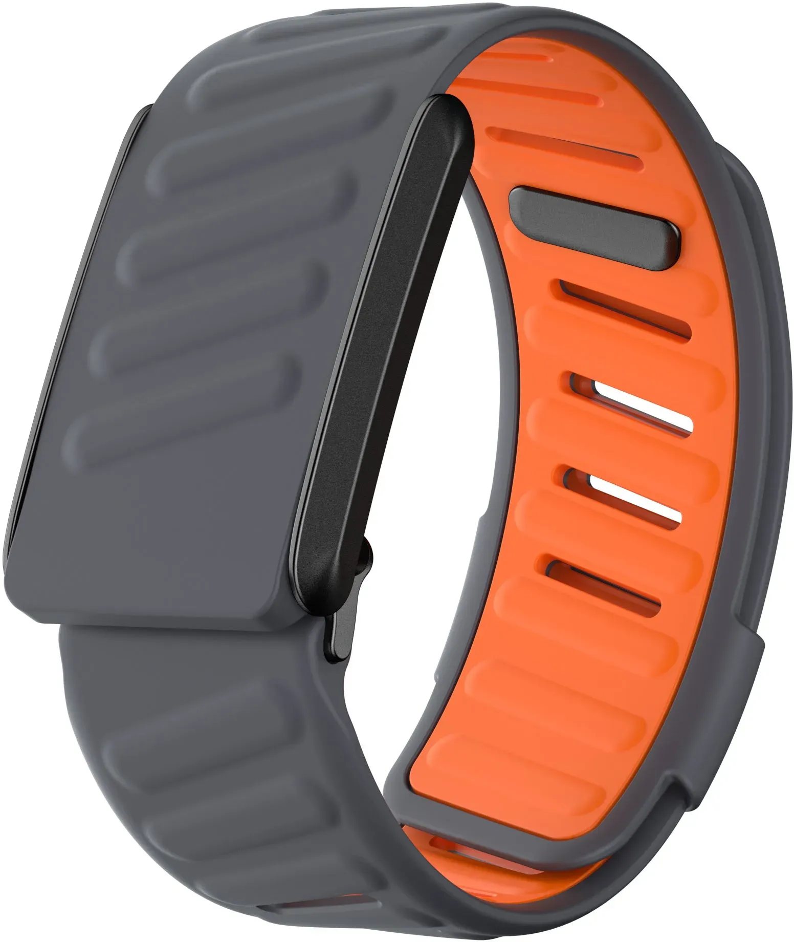Strap-it Whoop 4.0 Armband Silikon 'Sport' für Whoop 4.0 - Dunkelgrau/Orange - Druckknopf Verschluss