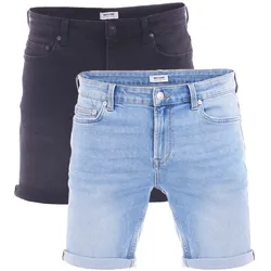 Only & Sons Jeans Shorts Herren ONSPLY Regular Fit 2er Pack Regular Fit Blau / Schwarz Normaler Bund Reißverschluss M