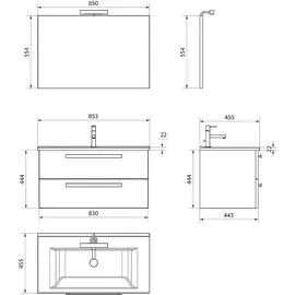 Evenes Badmöbel-Set EDIA 2-tlg. Asteiche