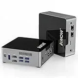 AWOW Mini PC Windows 10 Pro 6GB DDR4 128GB SSD Micro Computer,Celeron J3455 4K HD/2.4G+5G WiFi/Dual LAN/BT 4.2/HDMI*2 AK34