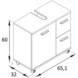 Schildmeyer Waschbeckenunterschrank Katta 158578, anthrazit/Akustikpaneel Optik, 65 x 32 x 60 cm