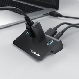 Primewire - 4 Port USB 3.2 Gen.1 Hub Aktiv - 4 Port Verteiler mit Netzteil - USB 3.0 USB 3.2 Gen.1 Datenhub - für PC Notebook Laptop Ultrabook Tablet