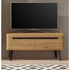 furn.design TV-Lowboard, Eiche, Schwarz, Holzwerkstoff, Nachbildung,Eiche, Holz Optik, 2 Schubladen, rund, 107x50x40 cm, Wohnzimmer, Wohnwände, Lowboards, Lowboards stehend