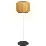 Outsunny Rattan Solarlampe, Wegleuchte mit Warmweißem Licht, Wasserdichte LED Solarleuchte IP44 Outdoor Lampe Solarlaterne für Garten, Rasen, Stahl,