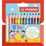 Stabilo Dreikant-Buntstift - STABILO Trio dick kurz - 12er Pack - mit 12 verschiedenen Farben