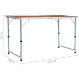 vidaXL Faltbarer Campingtisch Aluminium 120 x 60 Cm - Brown - One Size