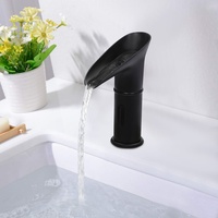 Sensor Wasserfall Wasserhahn berührungslose Armatur (schwarz) für Bad Küche