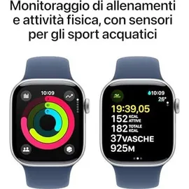 Apple Watch Series 10 GPS 42 mm Aluminiumgehäuse silber Sportarmband denim S/M
