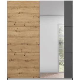 Rauch Schwebetürenschrank RAUCH "Kleiderschrank Garderobe TOPSELLER AURELIO mit 3 Ausstattungsvarianten", grau (graumetallic, eiche artisan), B:175cm H:210cm T:59cm, Holzwerkstoff, Schränke, Schwebetürenschrank, 3 verschiedene Ausstattungsvarianten Griffe aus