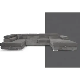 sofiland Ecksofa U-Form 345x202 cm Grau links mit Schlaffunktion & Bettkästen - Aller U XXL - Grau