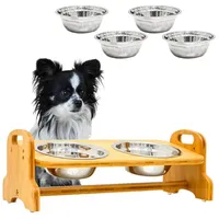 Dune Design 4 SCHALEN: Hundenapf kleine Hunde - Katzennapf erhöht 40x18x15 Bambus Futternapf