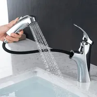 Luxuskollektion Ausziehbarer Wasserhahn Bad Chrom 3 Modi Einhebelmischer Waschtischarmatur