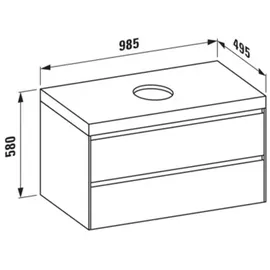 Laufen LANI Waschtischplatte wildeiche inklusive Unterschrank, 1 Ausschnitt mittig, 985x495x580mm, H4065611122671,