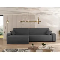 MIRJAN24 Ecksofa Piano L Cord, mit Bettkasten und Schlaffunktion, Schwarze Füße, Wellenfeder, L-Form grau 274 cm x 82 cm x 145 cm