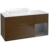 Villeroy & Boch Finion Waschtischunterschrank F691GKGN 120x60,3x50,1cm, Regal rechts Anthracite matt, Walnut veneer