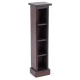 DESIGN DELIGHTS RUSTIKALES Holz CD Regal CD Tower | Mahagoni Massivholz, 75x18x14,5cm (HxBxT) | Holzregal mit 4 Fächern, CD Aufbewahrung | Farbe: 03 Dunkelbraun