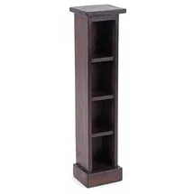 DESIGN DELIGHTS RUSTIKALES Holz CD Regal CD Tower | Mahagoni Massivholz, 75x18x14,5cm (HxBxT) | Holzregal mit 4 Fächern, CD Aufbewahrung | Farbe: 03 Dunkelbraun