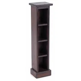 DESIGN DELIGHTS RUSTIKALES Holz CD Regal CD Tower | Mahagoni Massivholz, 75x18x14,5cm (HxBxT) | Holzregal mit 4 Fächern, CD Aufbewahrung | Farbe: 03 Dunkelbraun