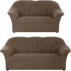 Polstergarnitur DOMO COLLECTION "Pegnitz", braun, Struktur fein, 100% Polyester, Sitzmöbel-Sets, 3-Sitzer & 2-Sitzer-Set