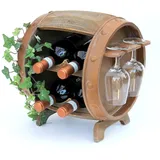 DanDiBo Ambiente DanDiBo Weinregal Holz Weinfass Braun 33 cm 2110 Bar Flaschenregal Flaschenständer Klein Fass Holzfass mit Glashalter