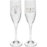 GRUSS & CO Sektglas Set mit Spruch "Hand in Hand" | Geschenkset aus 2 Sektgläsern mit Motivdruck, in Geschenk-Banderole verpackt | Hochzeitstisch, Geschenk für Paare | 48632