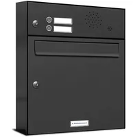 AL Briefkastensysteme Premium Briefkasten Anthrazit inkl. Zeitungsfach