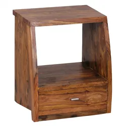 Kadima Design Sheesham Nachtkonsole, Landhausstil, Schublade & Ablage - Robust & Stilvoll. 45x40x53 cm
