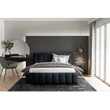 WFL GROUP Polsterbett Doppelbett Komplett 140x200 160x200 180x200 cm Bettgestell Mit Bettkasten Lattenrost und Kopfteil - Hydrophobe Stoff - Schwarz - 140 x 200 cm