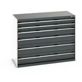 bott cubio Schubladenschrank, Schubladen 2x100 + 2x150 x 2x200 mm, TK je 75 kg, Breite 1.300 mm, anthrazitgrau