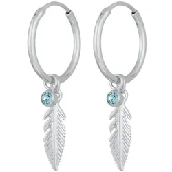 Elli Creolen Feder Kristall Boho 925 Silber silberfarben Damen 
