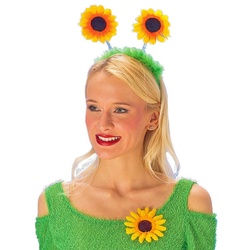 Das Kostümland Haarreif Sonnenblumen Haarschmuck – Kostüm Gärtner Clown, 1-tlg. grün