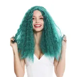 WIG ME UP - YZF-7304-BD Perücke Damen Damenperücke Lang Super Voluminös kraus Locken Mittelscheitel Grün Elfe Fee