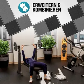 monzana MONZANA® 36x Bodenschutzmatten Fitness & Pool mit Randstücken 30 x 30 cm 3 qm Rutschfest EVA-Schaumstoff Puzzlematte Trainingsmatten Fitnessgeräte