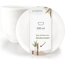 Wisefood Zuckerrohr Schale rund 500ml 50-tlg. weiß